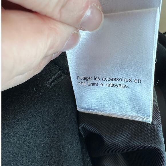 Gucci Black Wool Cashmere Sueded Gold Zip Long Line Trench Coat Jacket 44 - Picture 14 of 16